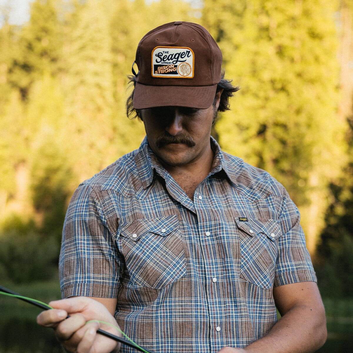 Seager Bison Waxed Snapback Brown
