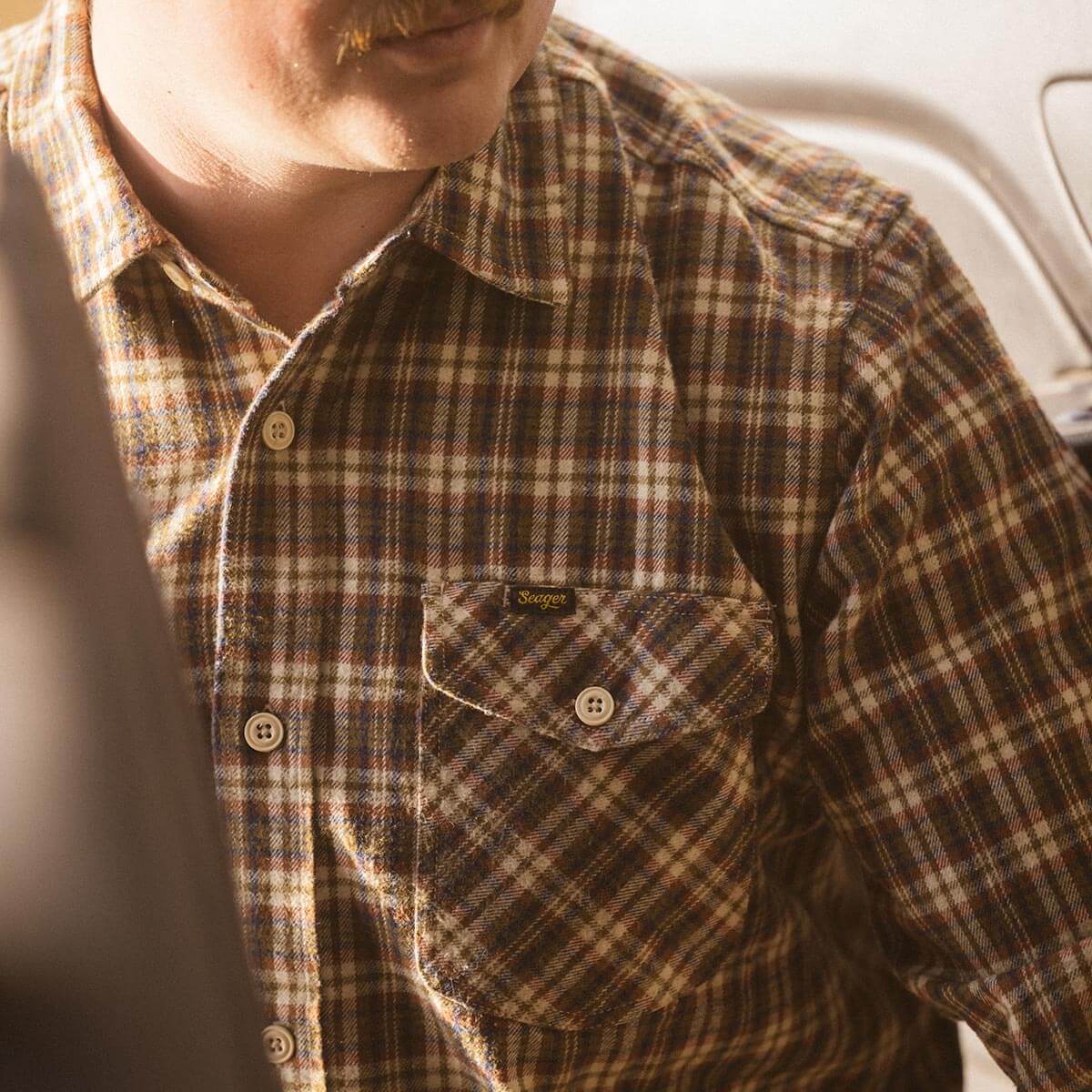 Seager Calico Flannel Carmel/Roasted Red
